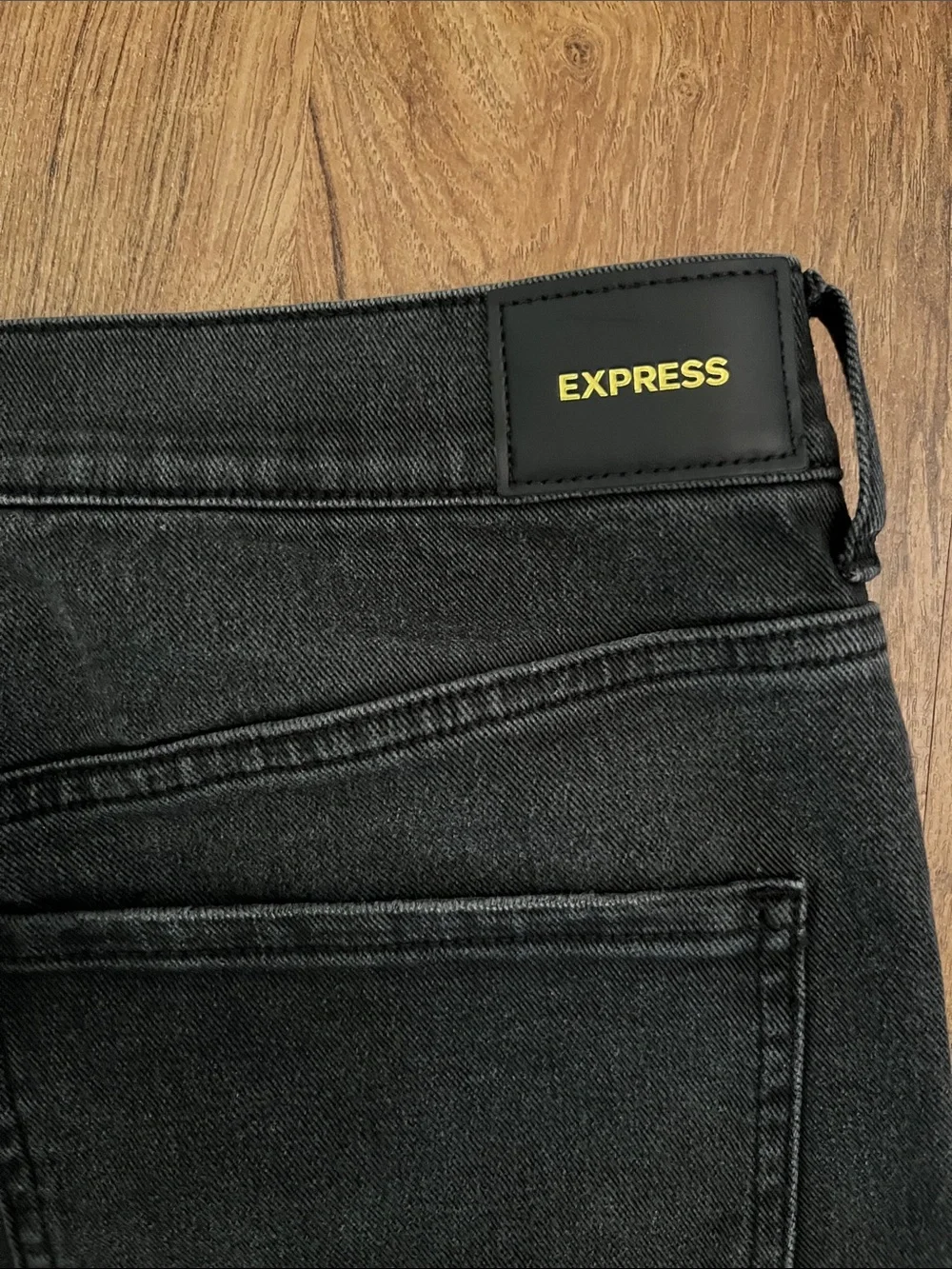 Express High Waisted Black Ripped 90s Bootcut Jeans